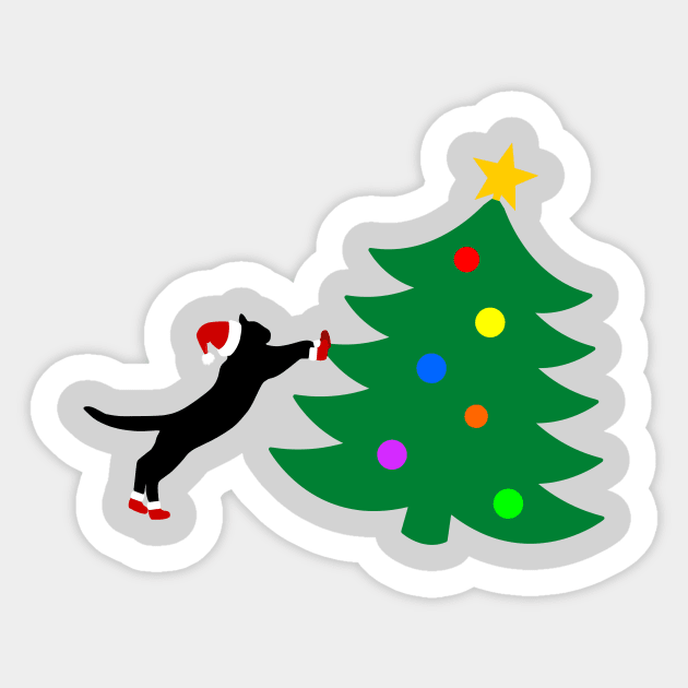 Cat ruining Christmas tree Sticker by Mandz11